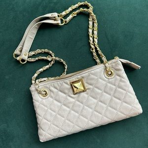 Beige quilted faux leather purse